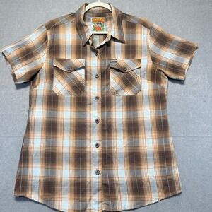 Dixxon Flannel Co The Pismo Bamboo Blend Plaid Short Sleeve Shirt Mens Large